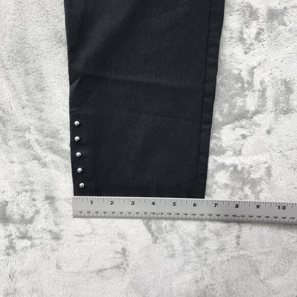 Counterparts Pants Women 8 Black High Rise Pull On Skinny Studded Slit Hem Ankle - Picture 12 of 13
